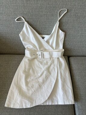 Zara White Belted Wrap Mini Dress - Women's